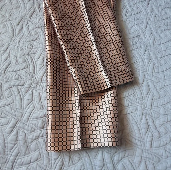 Kate Spade Lewitt Margaux Crop Satin Pants Pink Check Womens 6 Preppy - Picture 9 of 14